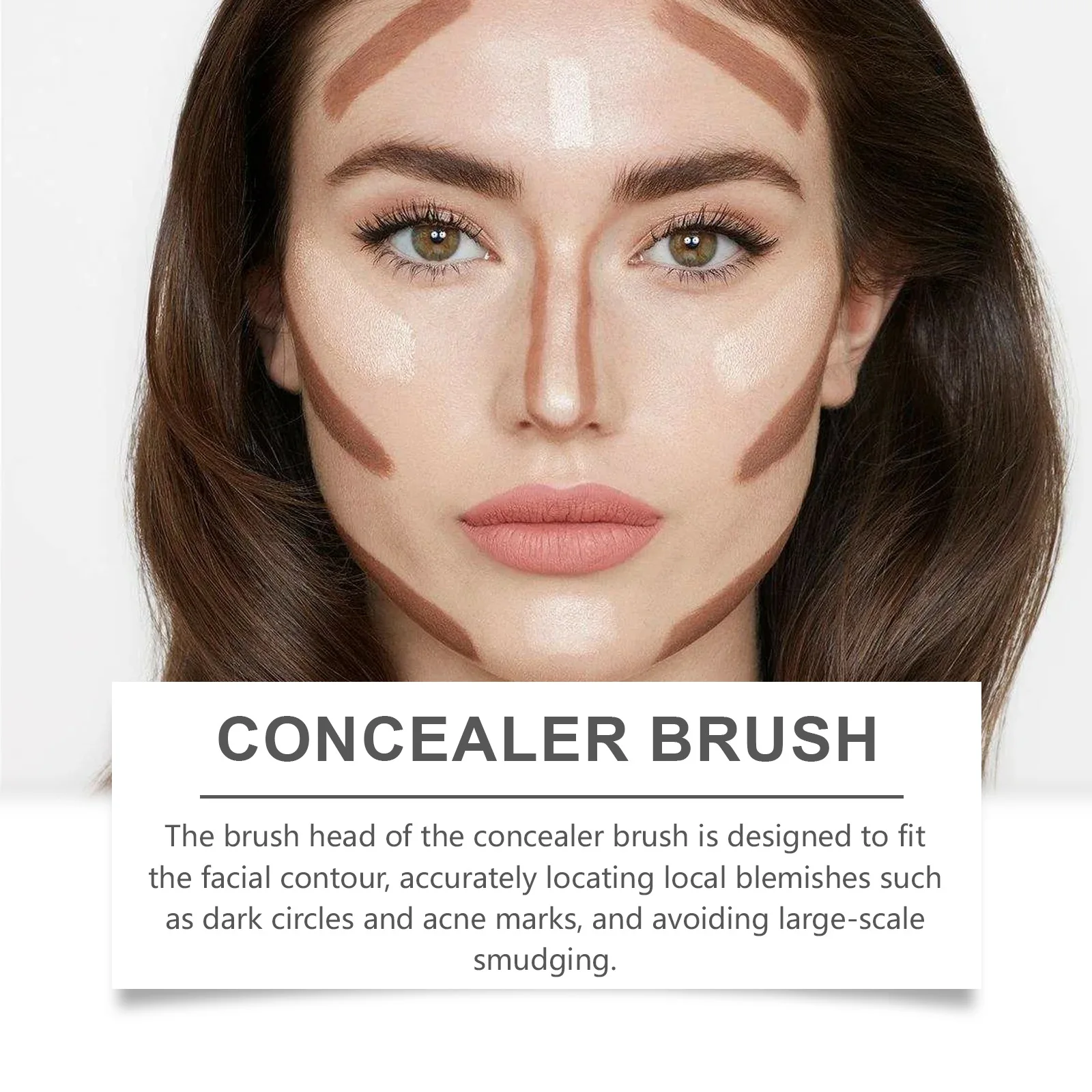 Pędzel do konturowania twarzy, policzków, do pudru, różu, bronzeru, do twarzy, policzków, czoła, szczęki, nosa, do blendowania, kosmetyczny, do makijażu.