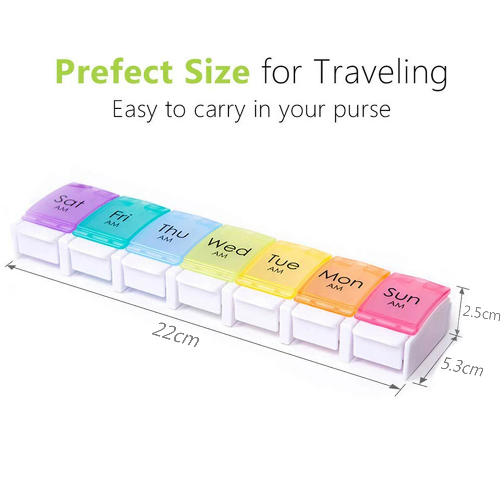 Pill Organizer for Travel Weekly Pill Box 7 Day Pill Case Daily Medicine Organizer 7 Compartments Pill Container