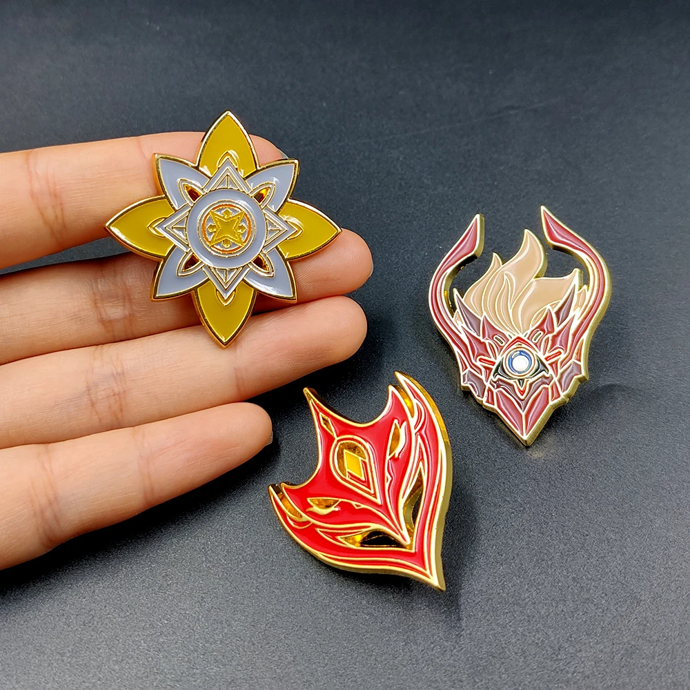 Anime Genshin Impact Cute Enamel Pins Tartaglia Mask Abyss Mage Keqing Klee Bomb Dango Metal Badge Brooch Cosplay Jewelry Gift