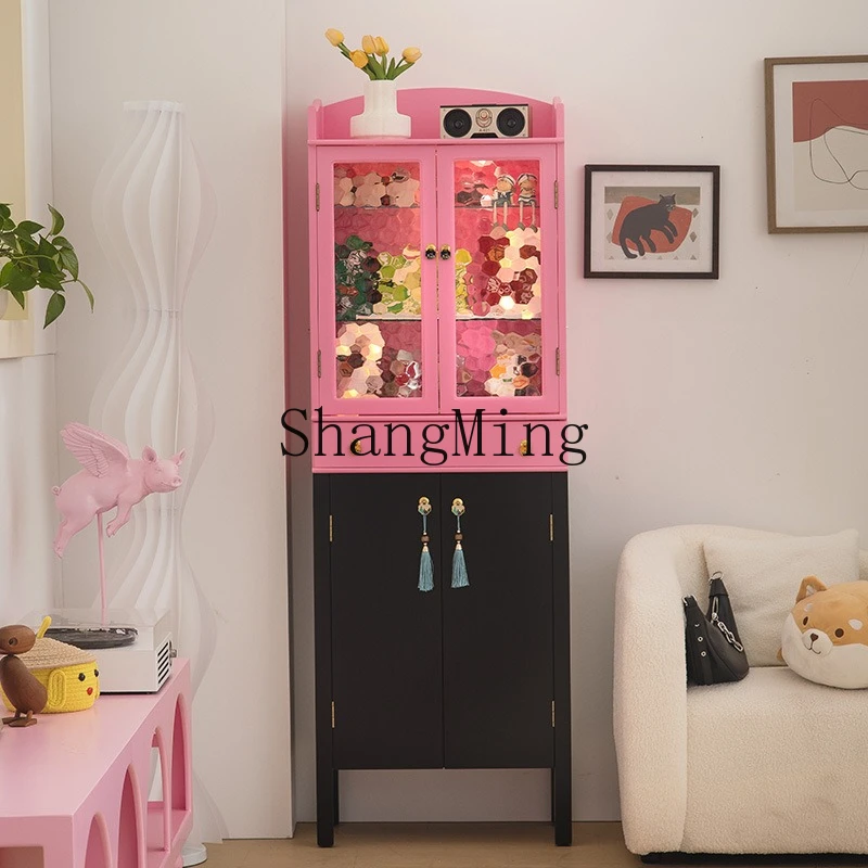 

SM Dopamine Cabinet Living Room Figure Display Cabinet Dustproof Solid Wood Simple Wall Locker