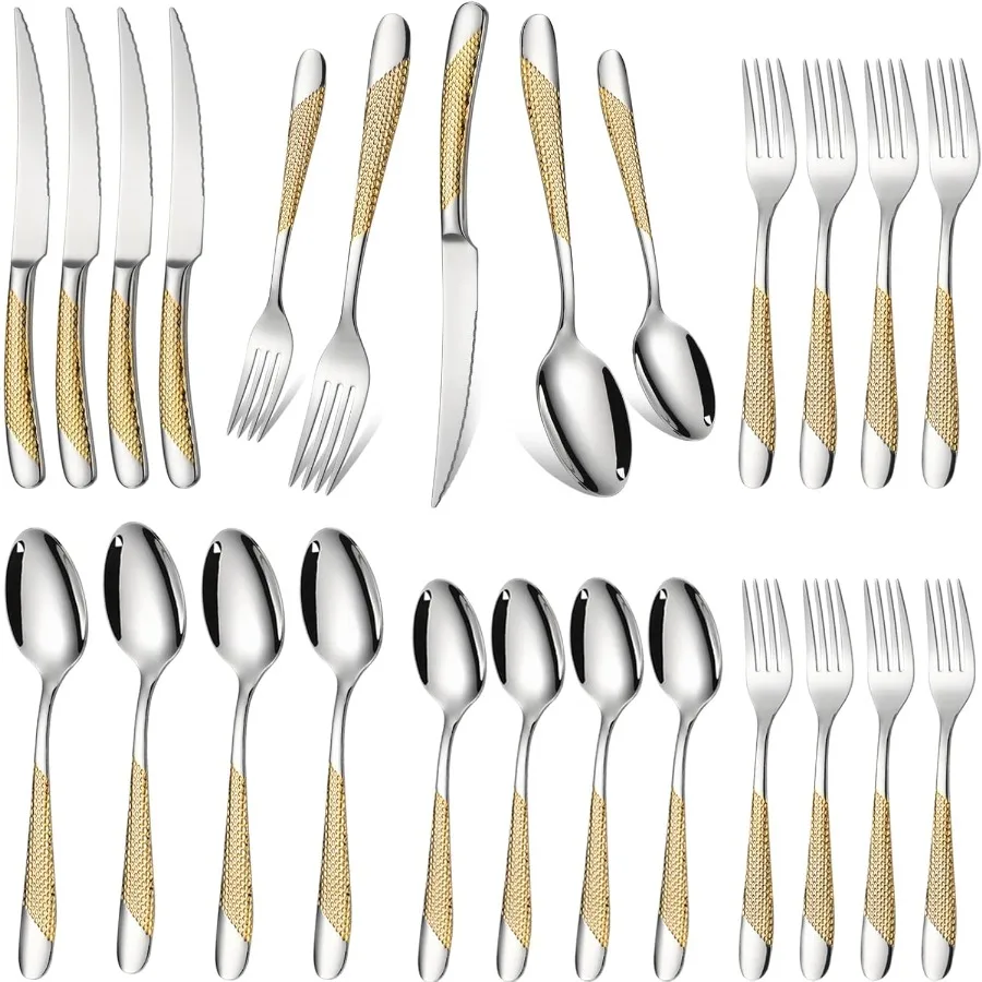 

Silverware Set of 20 Stainless Steel Flatware Set Service for 4 Includes Knives Spoons Forks Kitchen Utensil Cutlery Sets For H