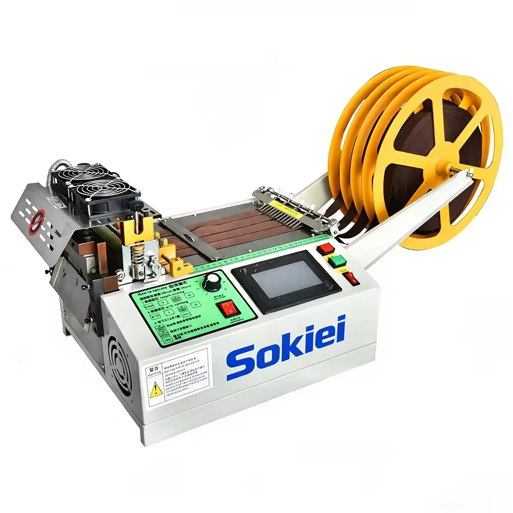 Hot & Cold Knife Webbing Cutting Machine, High-Speed Automatic Multi-Strap Cutter For Nylon, Polyester Elastic Belt
