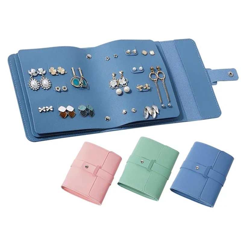 

1PC PU Leather Ear Stud Bag Multi-layer Jewelry Finishing Organizer Book Type Bag For Earrings Rings Garage organizer Drawer