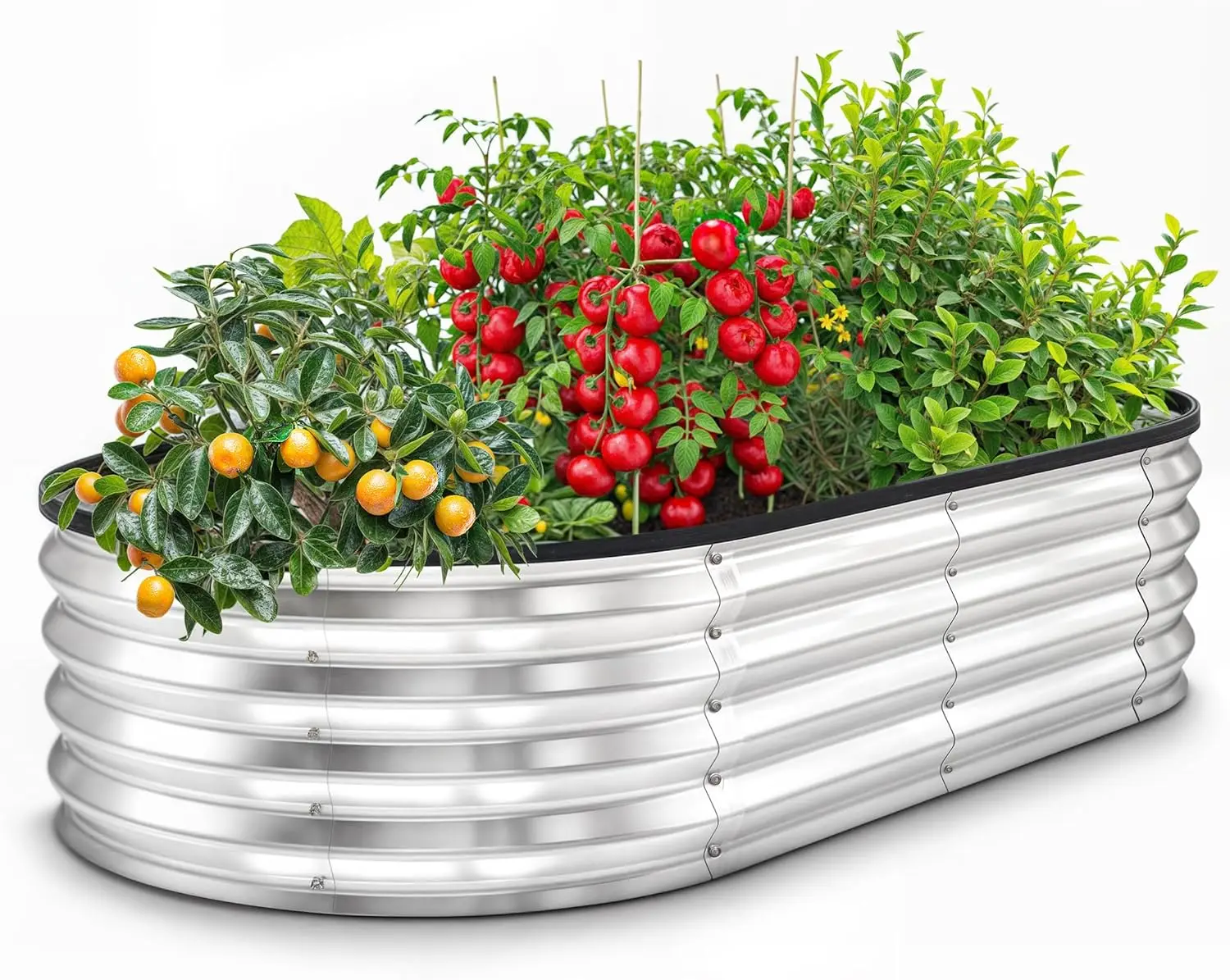 

4x2x1ft Galvanized Raised Garden Bed Silver Metal Planter Box Easy Assembly Outdoor Raised Bed for Vegetables Flowers Fruits