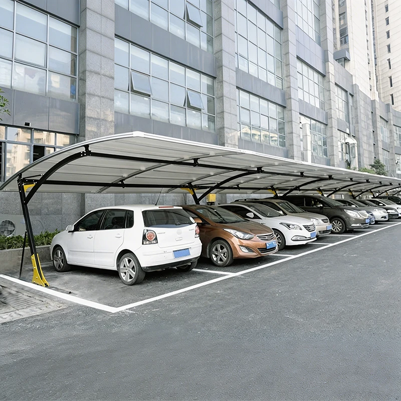 Heavy Duty Aluminum Alloy Carport Canopy Weatherproof Car Shelter with Curved Solar Roof for Residential Driveway Garage Parki