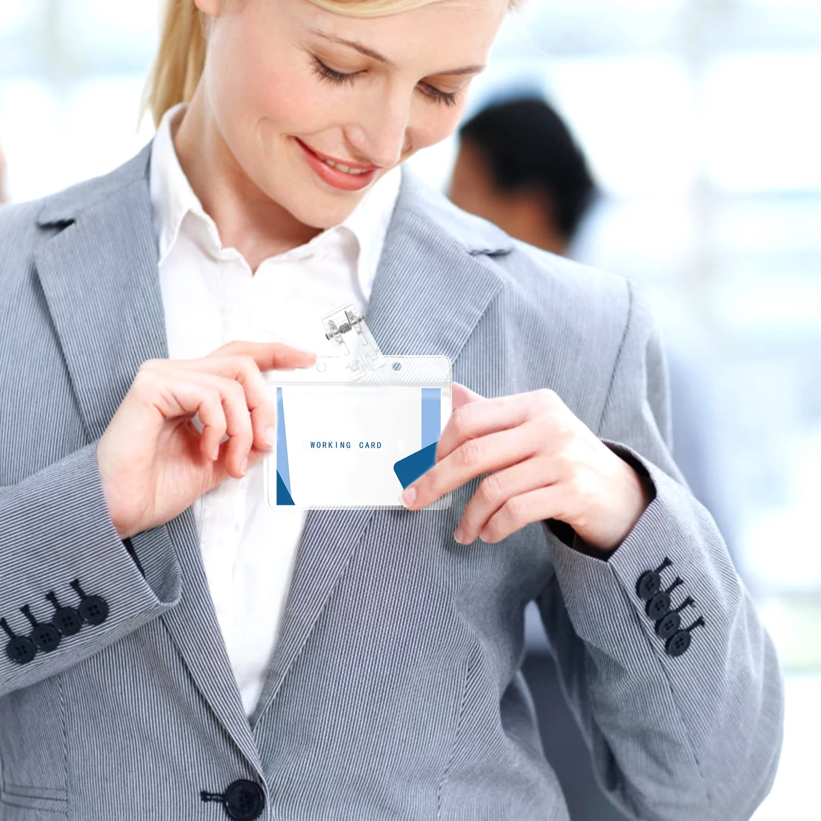 50 قطعة شارة بلاستيكية كليب حامل بطاقة الهوية شفافة الربيع محملة مايكرو المشابك الصغيرة اسم شارات مكتب الأحداث المدرسية الصغيرة #5