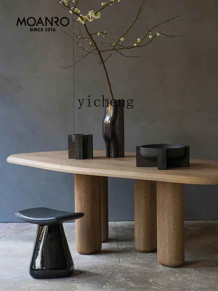 b2 Dining Table French Style Black Mid-Ancient Solid Wood Vintage Desk Oak