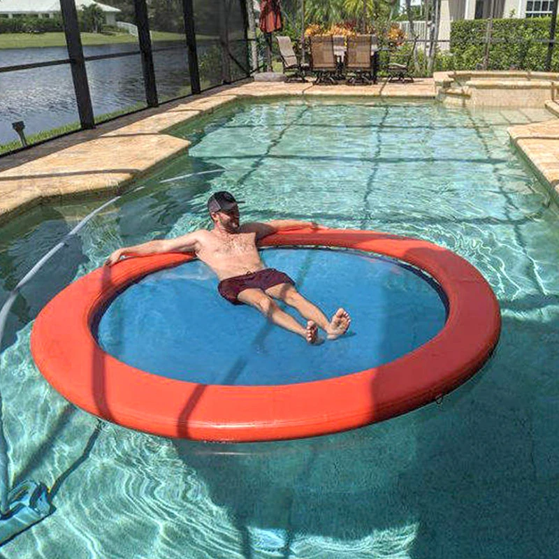 Round Float Swimming Platform Portable Floating Water Hammock with Mesh Inflatable Pool Mats