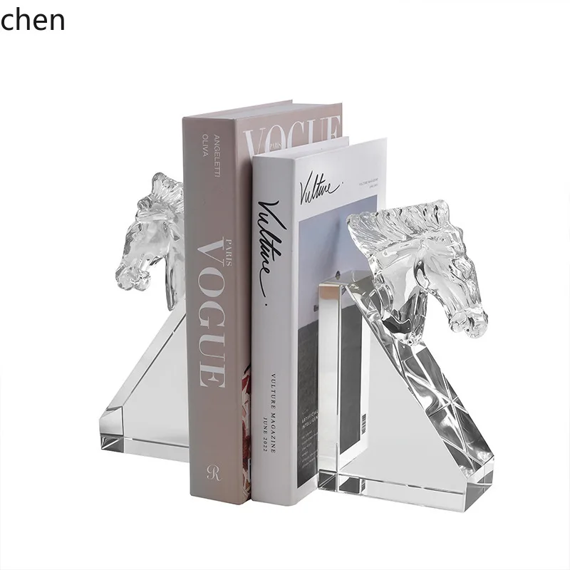 ZML Crystal Bookend Desktop Book Stand Home Decoration Study Room Model Room Ornament Exquisite Decorative Item
