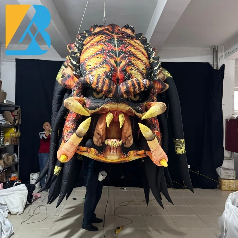 Personalized Hanging Type Large Inflatable Alien Warrior Head for Event Stage Decor Toys