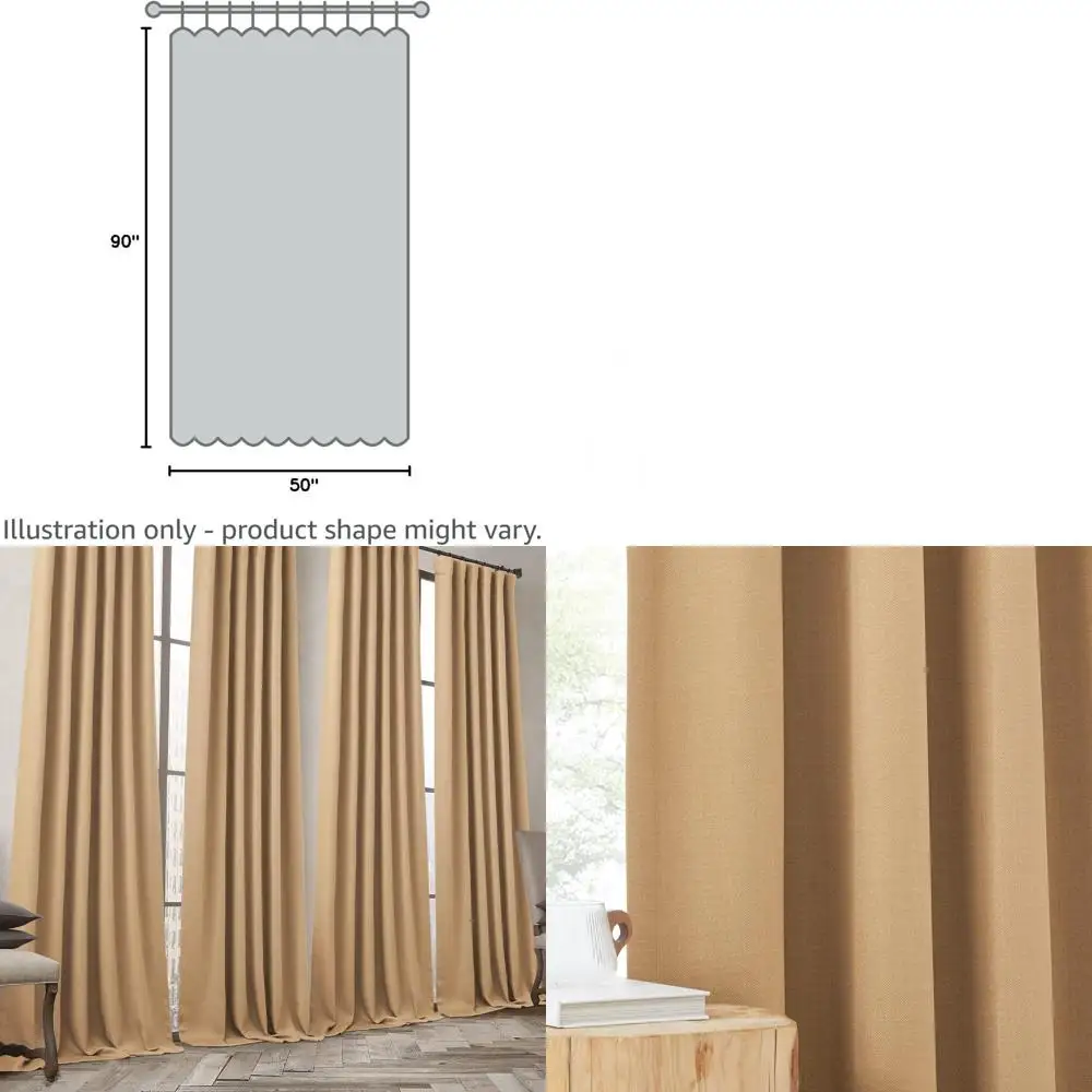 

Термоизолирующие шторы из искусственного льна с плиссировкой, 90 дюймов в длину, цвет карамель, 2 панели
