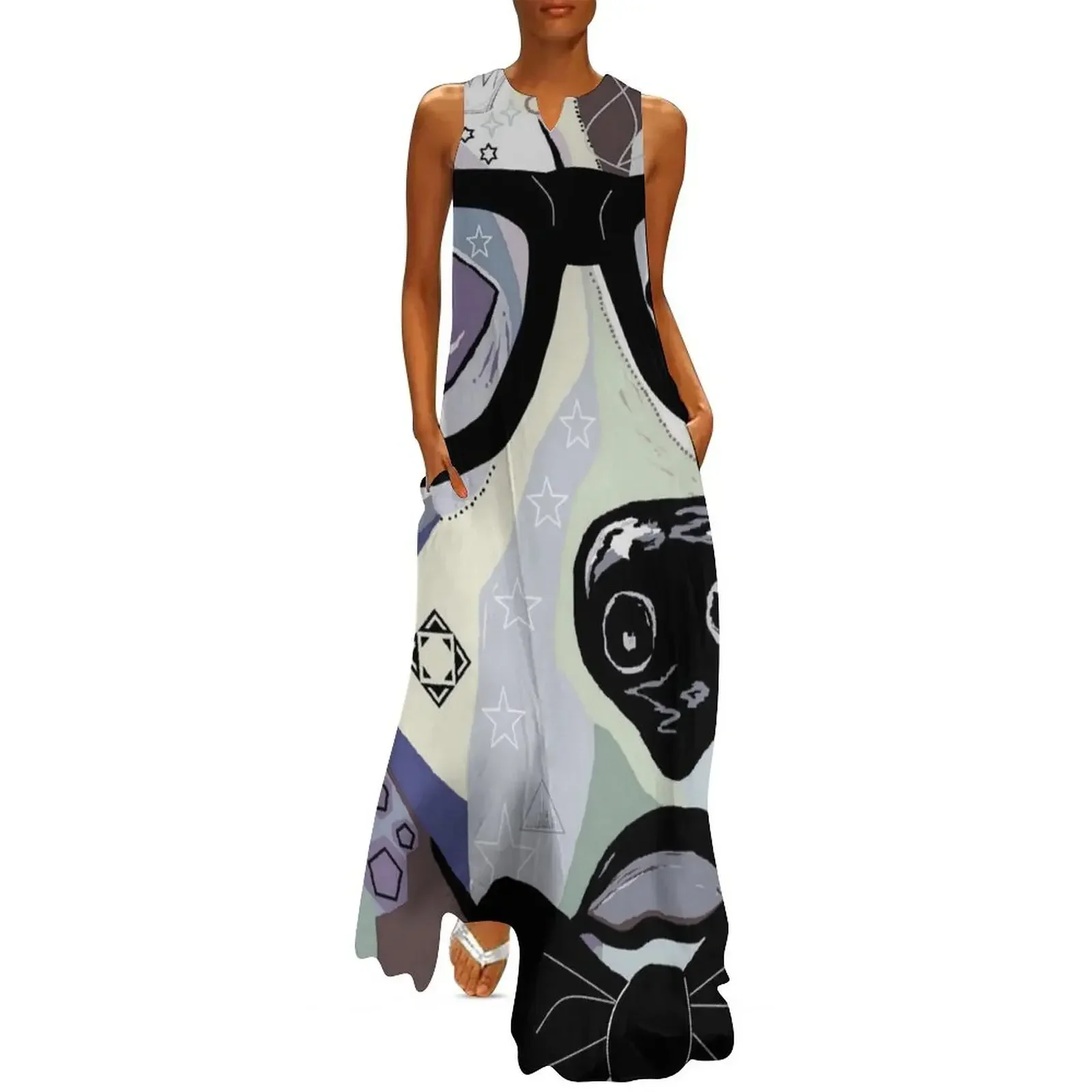 

Sophisticated Beagle Denim Long Dress beach dress elegant dress summer clothes for women