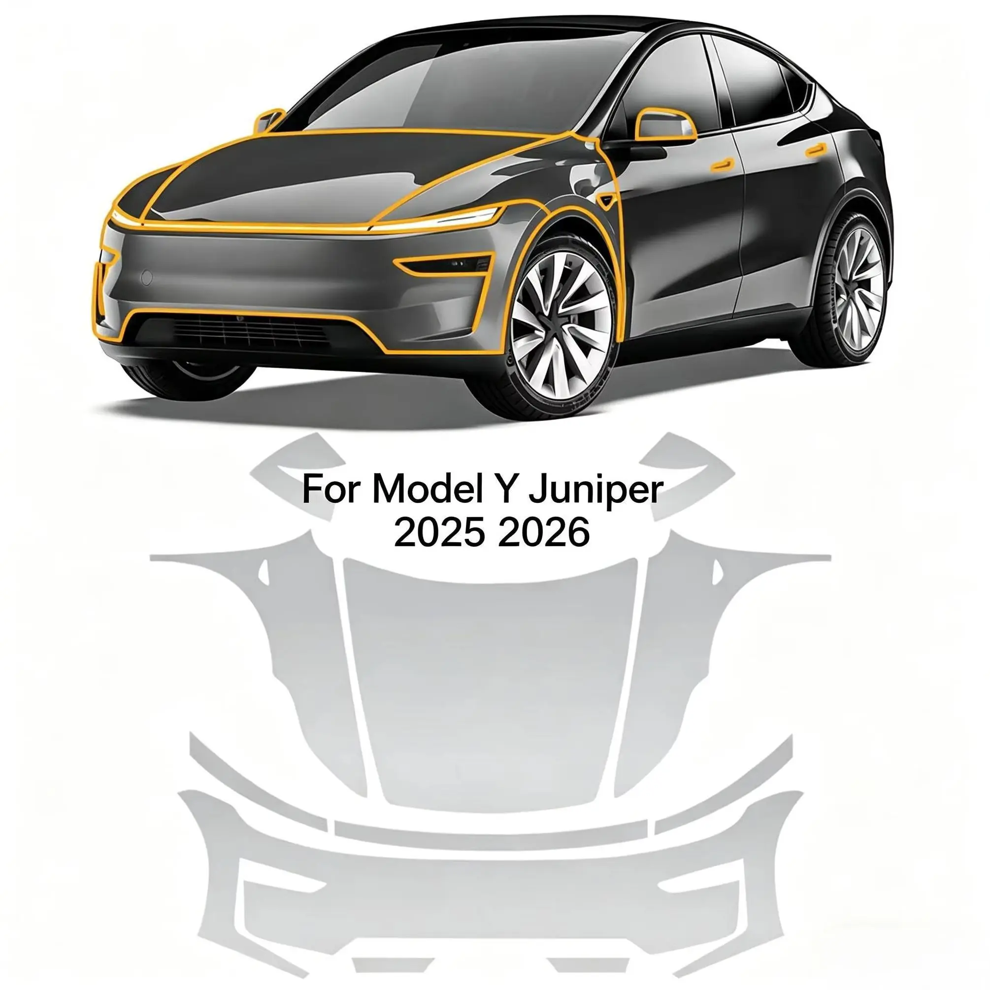 

8.5Mil TPU Scratch-resistant Clear Paint Protection Film For Tesla Model Y Juniper Premium 2025 2026 Transparent Bra Per-cut PPF