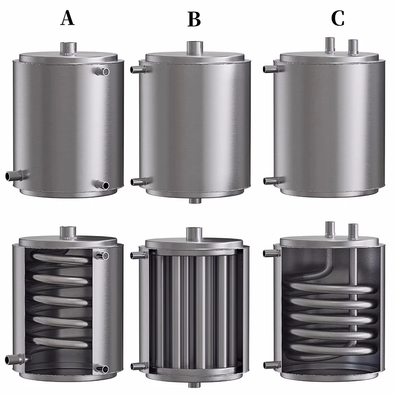 180 Coil Stainless Steel Condenser Water Cooling Heat Exchanger Distillation Brewing Condensation Unit