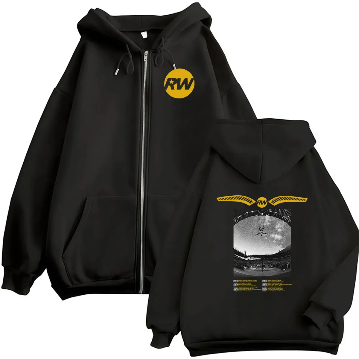 Rapper Robbie Williams Tour 2026 Zipper Hoodie Men's Vintage Fashion Long Sleeve Jacket Sweatshirt Hip Hop Loose Pullover Hooded