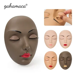 GAHAMACA Lashes Extension Flat Model Head Practice Eyelash Training Head With Removable Replacement Eyelids
