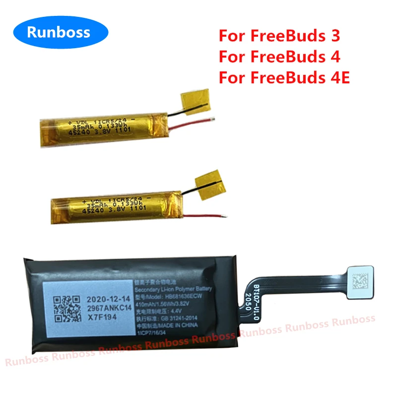 

HB681636ECW 410mAh New Replacement Battery For Huawei FreeBuds 3 Freebuds 4 4E Wireless Bluetooth TWS Earphone T0004C