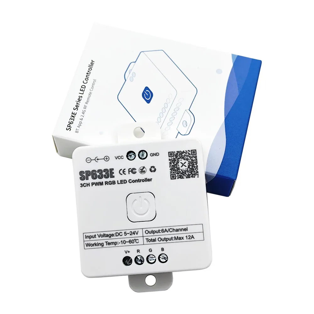 

SP633E/SP634E PWM RGB Intelligent Bluetooth APP Controller LED Light Strip Adaptation RB3/RC3 Remote Control DC5-24V