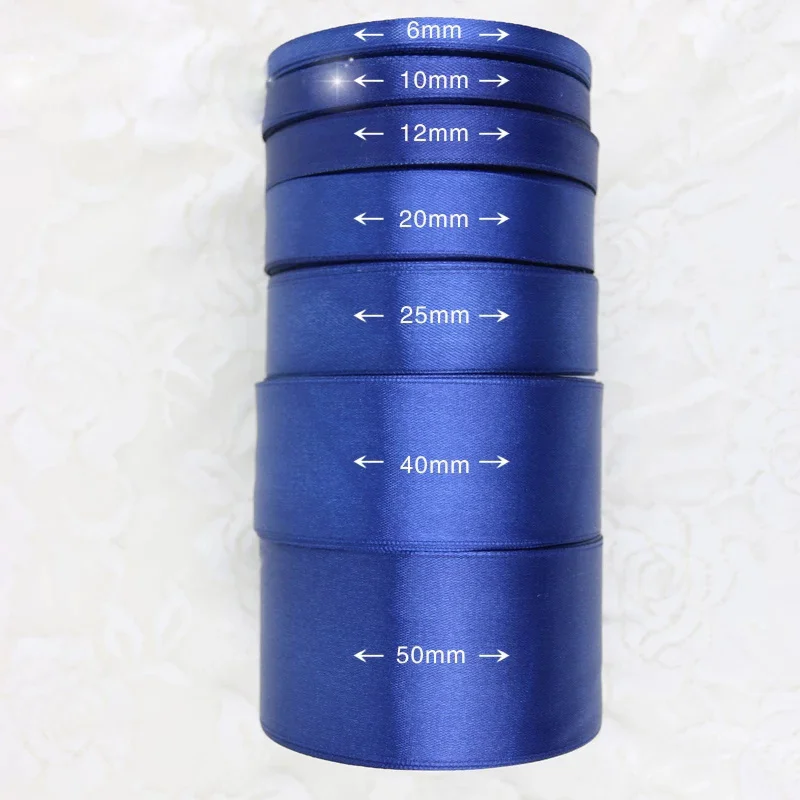 (25Yards/roll) Deep Blue Satin Ribbon Wholesale Gift Wrapping Christmas Ribbons Handmade DIY