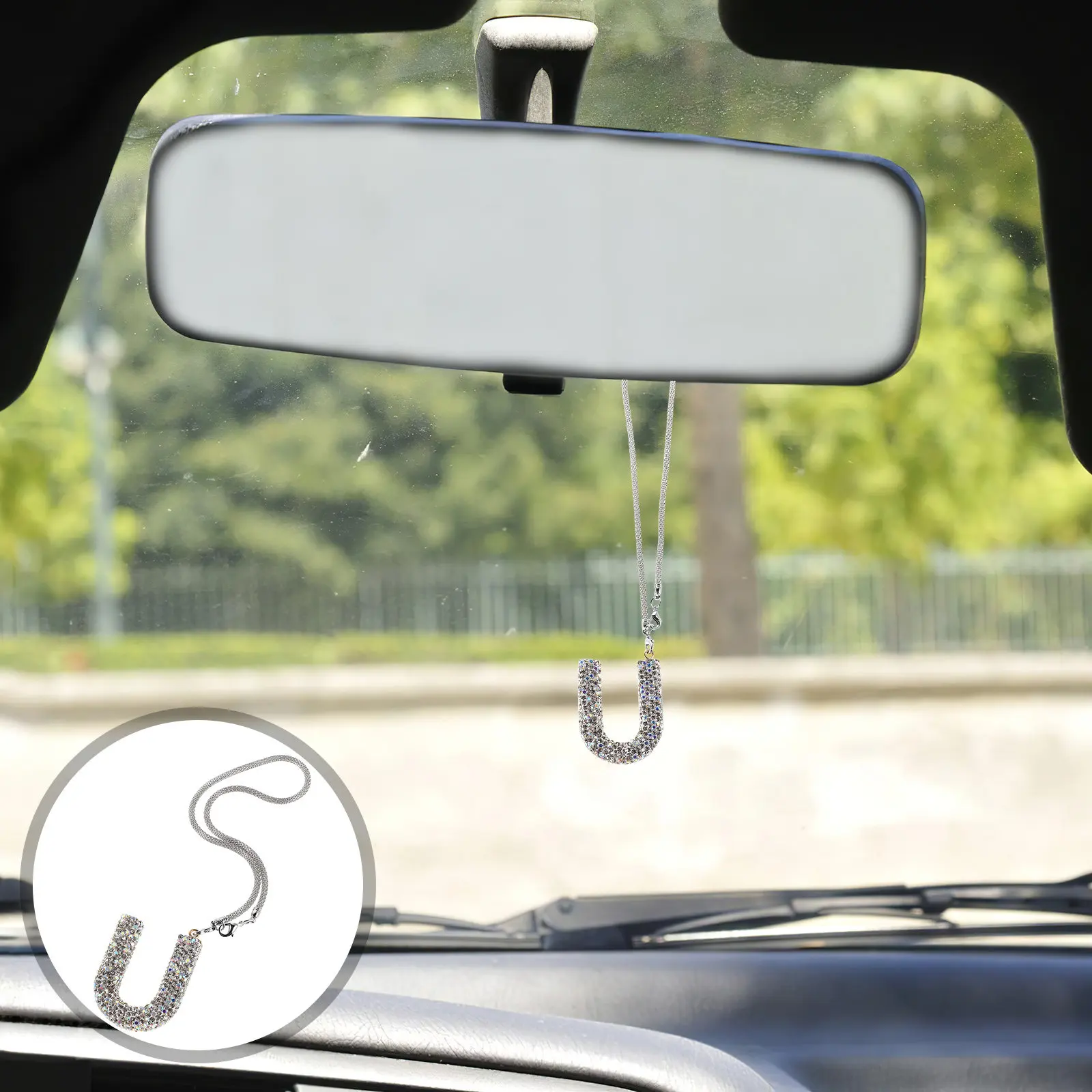 

Подвеска-шарм для автомобиля с буквами из страз, украшение для зеркала заднего вида, милый подвесной декор