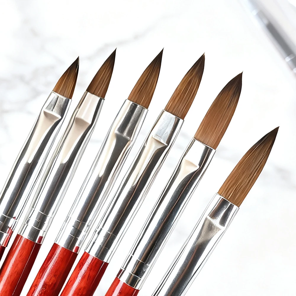 

6pcs/Set Nail Art Brushes for Acrylic Nails Crystal Bristles with Mahogany Rods Sculpting & Detailing Pens for Manicure Design *
