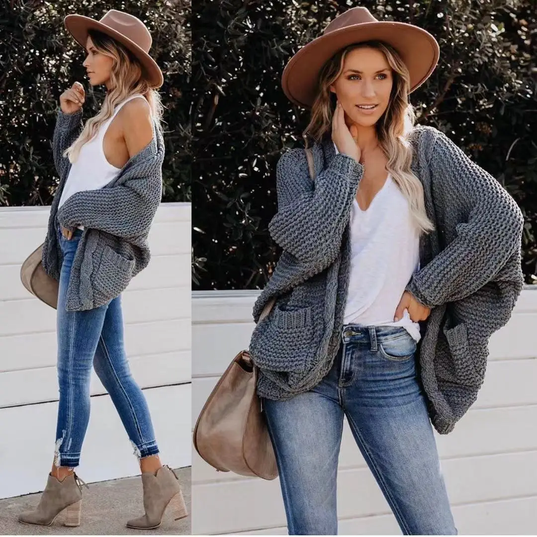 Cardigan Women Sweaters 2021 Autumn Winters New New Rope Coarse Needle Cardigan Female Sweaters Women Fashion HHX2019