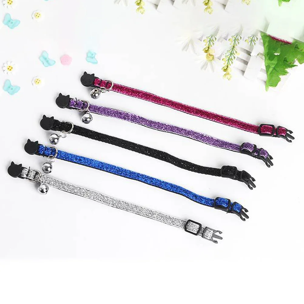 

5pcs Cat Collar Nylon Adjustable Breakaway Safety Buckle Bell D-Ring For Id Tag Pet Supplies Kitten Dog Hamster Puppy Accessory