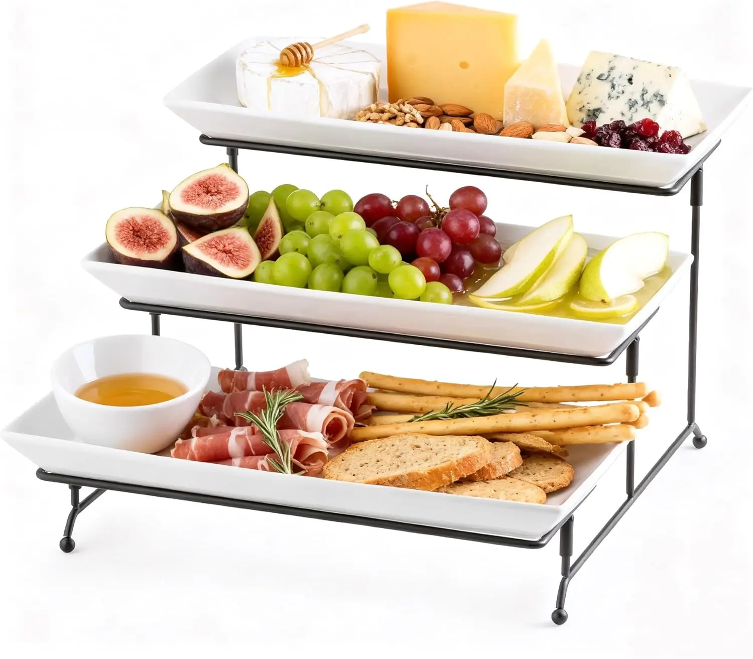 

3-Tier Rectangular Serving Stand, Collapsible & Sturdy Rack for Parties, Events, and Displays