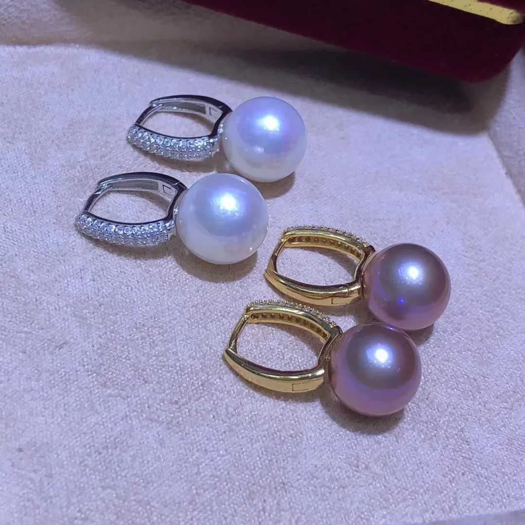 Wholesale S925 Sterling Silver Earrings Mount Findings Settings Base Mounting Parts Accessory for 11-12mm Pearls 5 pairs/lot