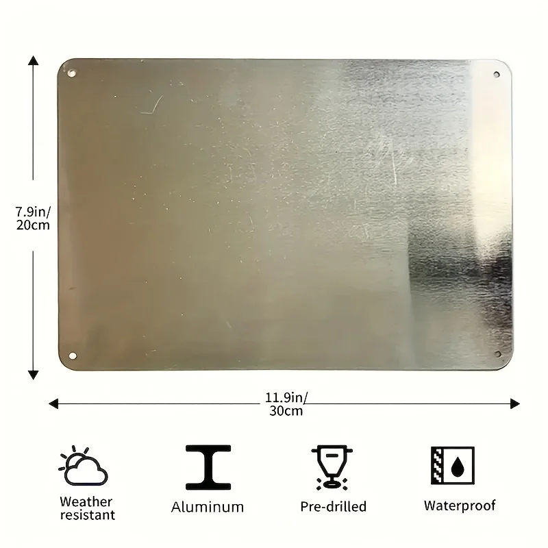 ملصق لافتة مخطط مثقاب من الألومنيوم المحفور مقاس 8 × 12 بوصة - مادة معدنية متينة للاستخدام الداخلي/الخارجي، المنزل، البار