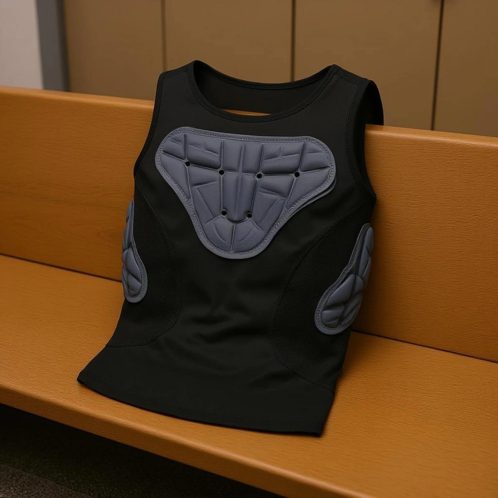 3D Safeguard Vest Segmented Padding Padded Safeguard Vest Padded Compression Shirt Breathable Mesh Sleeveless for Athletes