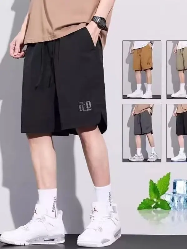 

Ice Silk Men's orts Summer Trendy American Casual Loose Large Size Qui Dry Sport Five-Quarter Pants Straight Leg Casual T...