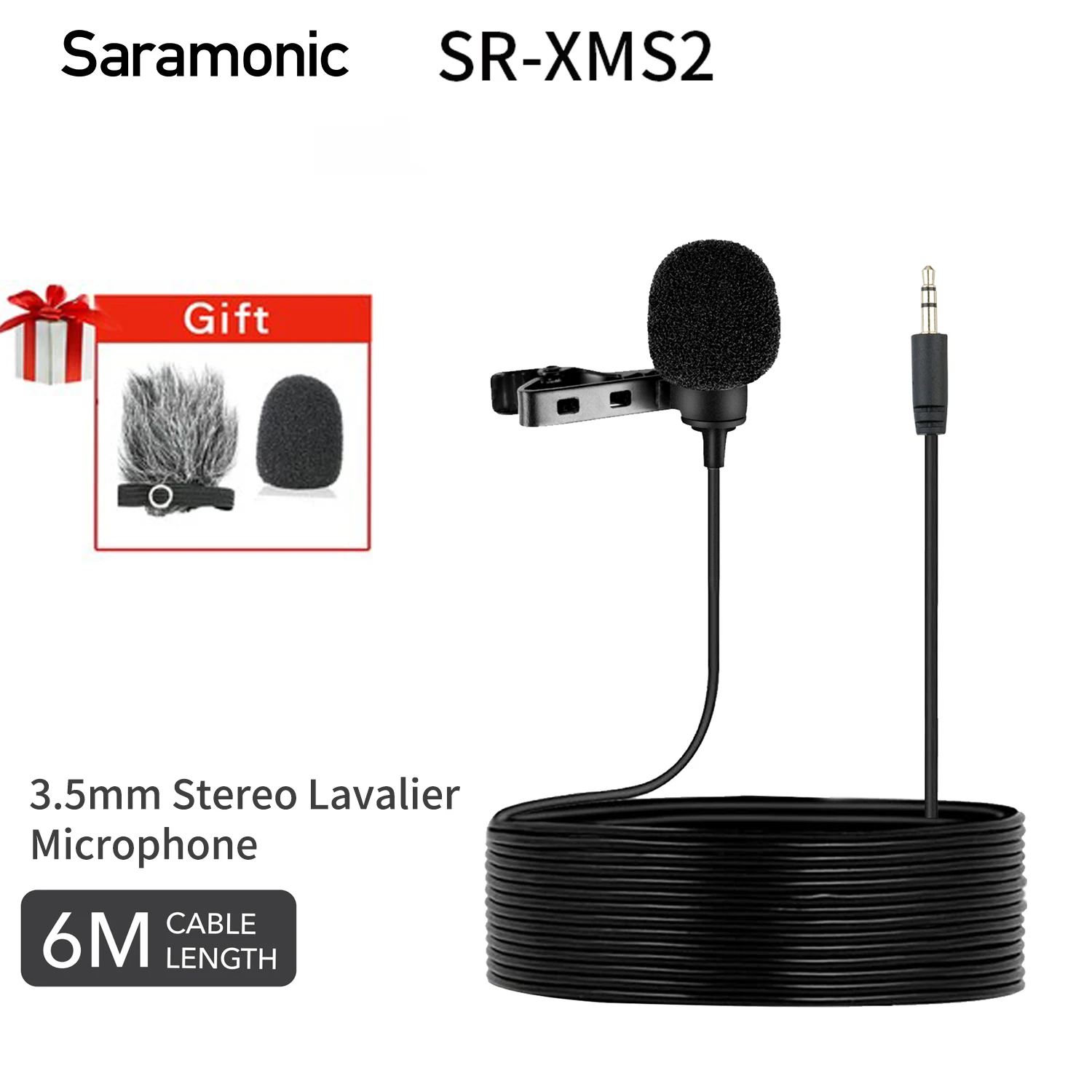 

Saramonic SR-XMS2 Stereo Condenser Lavalier Lapel Microphone for DSLRs Camera Camcorder Recorder Streaming Youtube Microphone