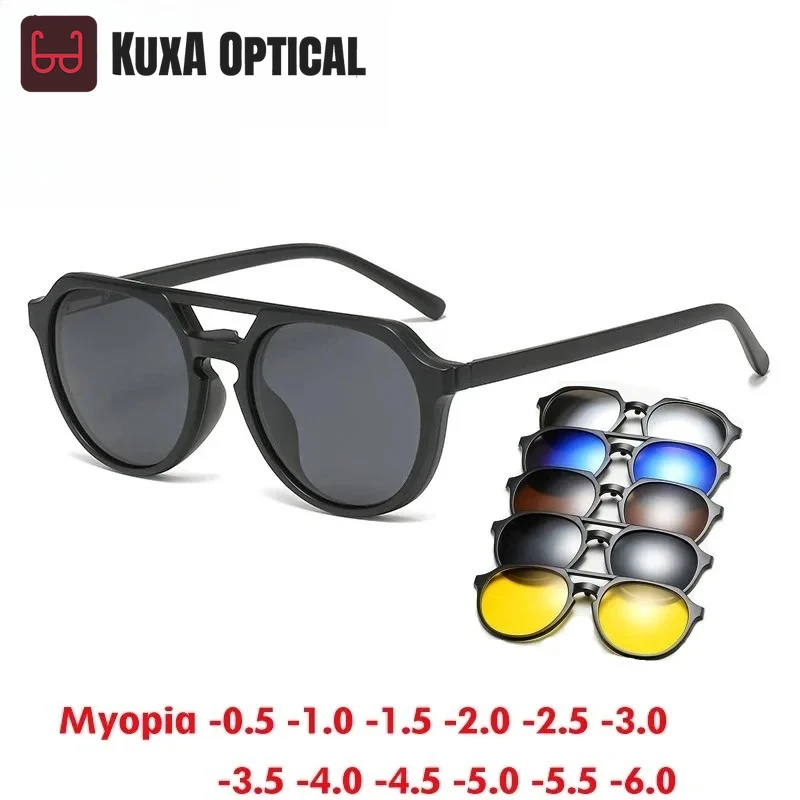 

Xuka спортивные солнцезащитные очки с магнитным зажимом, очки для близорукости от -0,5 до -6,0 мужские и женские очки по рецепту, близорукий астигматизм, квадрат E