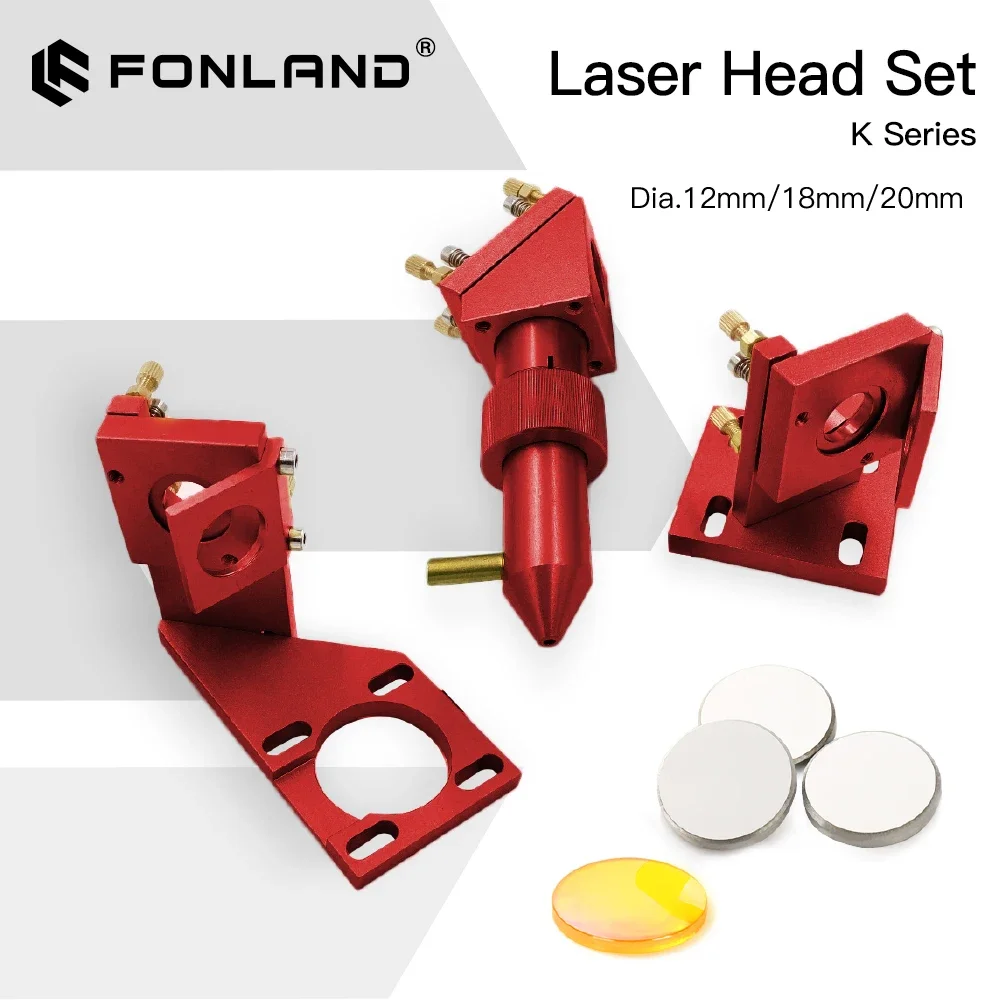 Fonland K Series CO2 Laser Head Set D12 18 20 FL50.8mm Lens for 2030 4060 K40 Laser Engraving Cutting Machine Fast Shipping