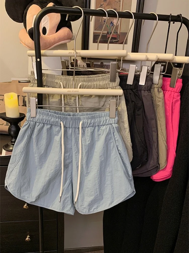 

Ice Silk Quick Dry Drawstring Beach Loose Wide Leg Casual Shorts Women Summer High Waist Sporty Hot Pants Comfortable Straigh...