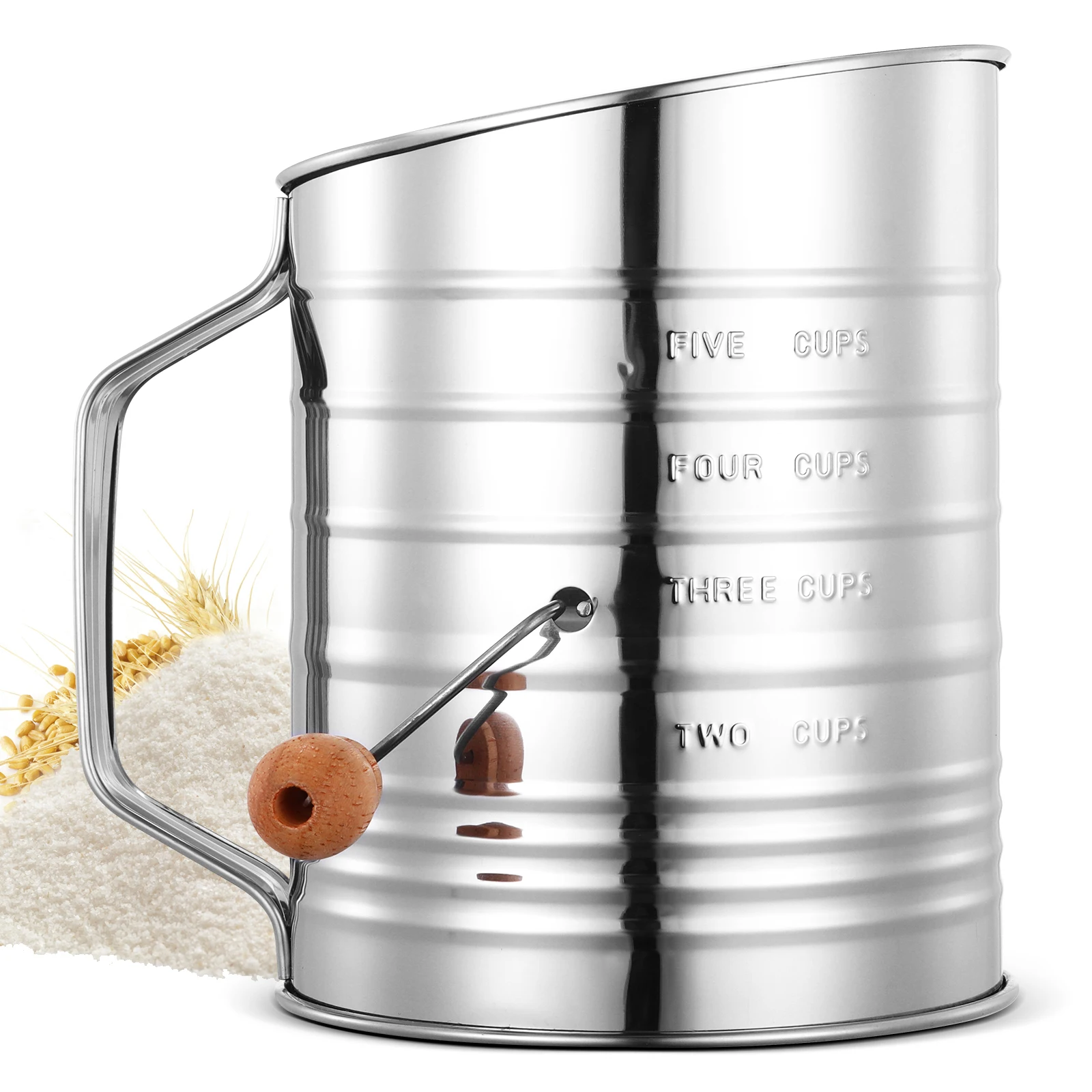 Stainless Steel Flour Sifter Hand Shaking Inclined Scale Flour Sieve For Baking Powdered Sugar Shaker Dispenser Flour Strainer