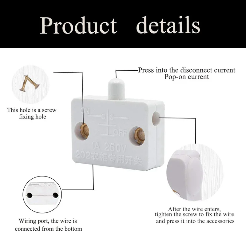 A01F-8 Pcs 캐비닛 도어 스위치 캐비닛 램프 스위치 서랍 12V 24V 110V 용 닫힌 문에서 열림