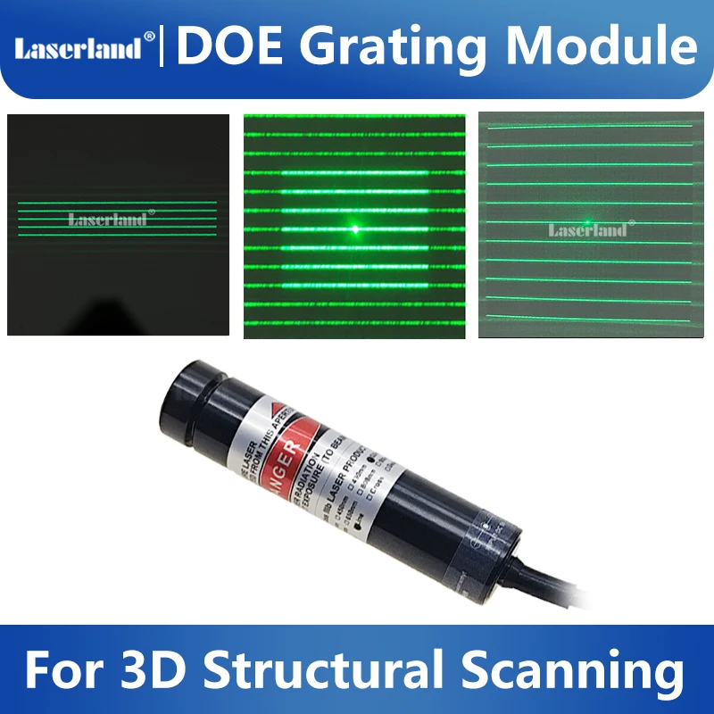 520nm Green Parallel Lines DOE Diffraction Grating Laser 3D Structural