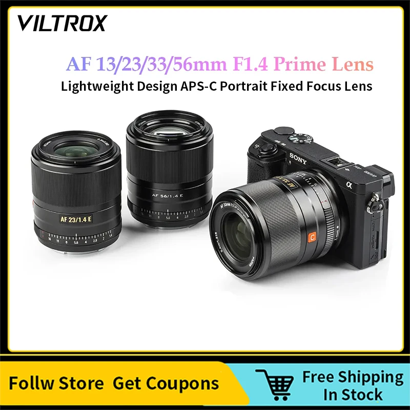 VILTROX 13mm 23mm 33mm 56mm F1.4 Auto Focus Portrait Fixed Focus APS-C Camera Lens For Canon M Fuji XF Nikon Z Sony E Mount