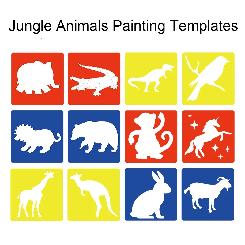 

12 Pack Reusable Animal Drawing Stencils for Kids Sidewalk Chalk Stencil Large Animals Insect Painting Stencils Garden Stencils