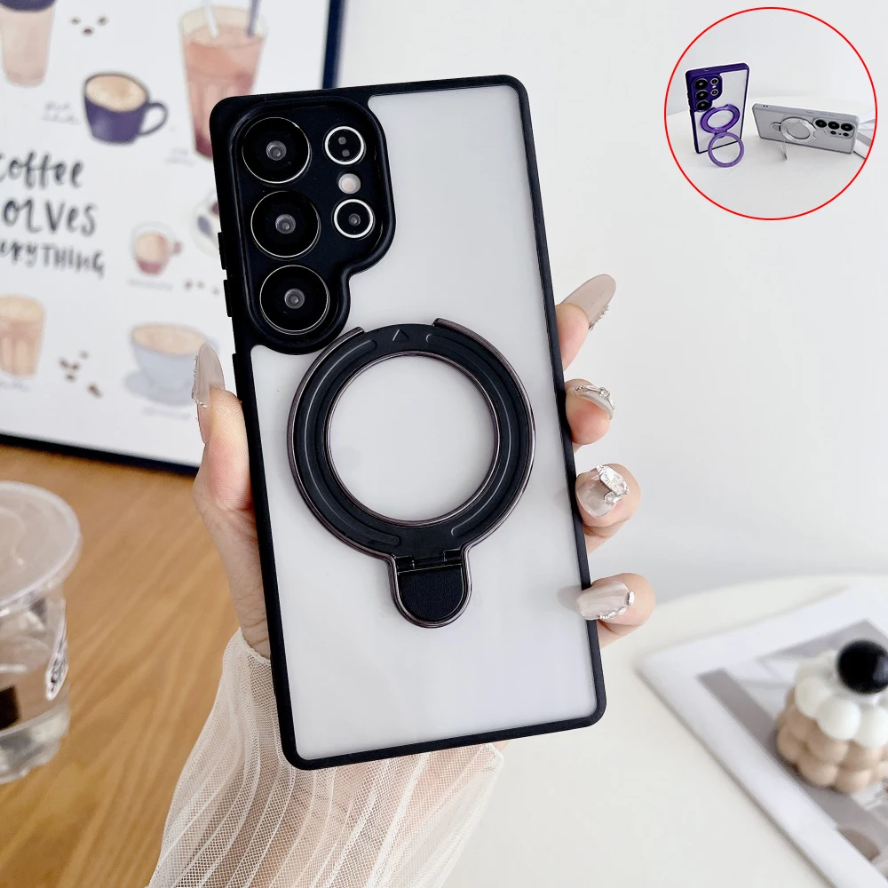 삼성 A17 A07 A16 A06 A26 A36 A56 A05 A15 A25 A35 A55 A14 A24 A34 A54 A04S용 자석 브래킷 투명 케이스