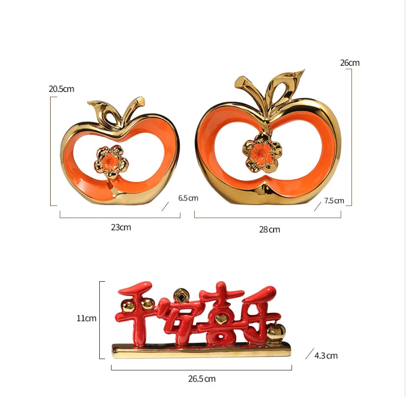 Apple, Ping An, Joyful Christmas, Modern Luxury Ceramic Decoration, Home, Entrance, Living Room, TV Cabinet, Wine Cabinet Decora