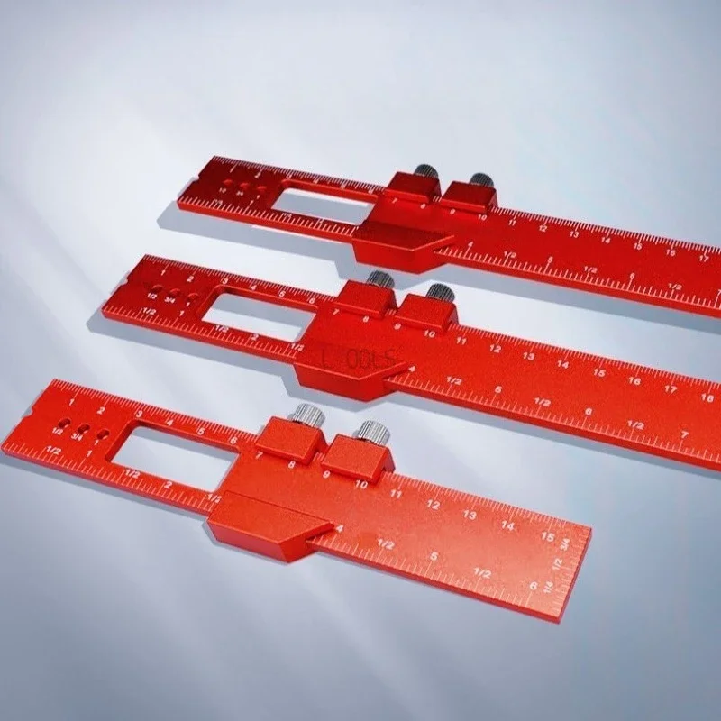

T-shaped Precision Pocket Ruler Woodwork straight scale with Stopper Depth Measuring Ruler Metric and Inch Pocket Marking Gauge
