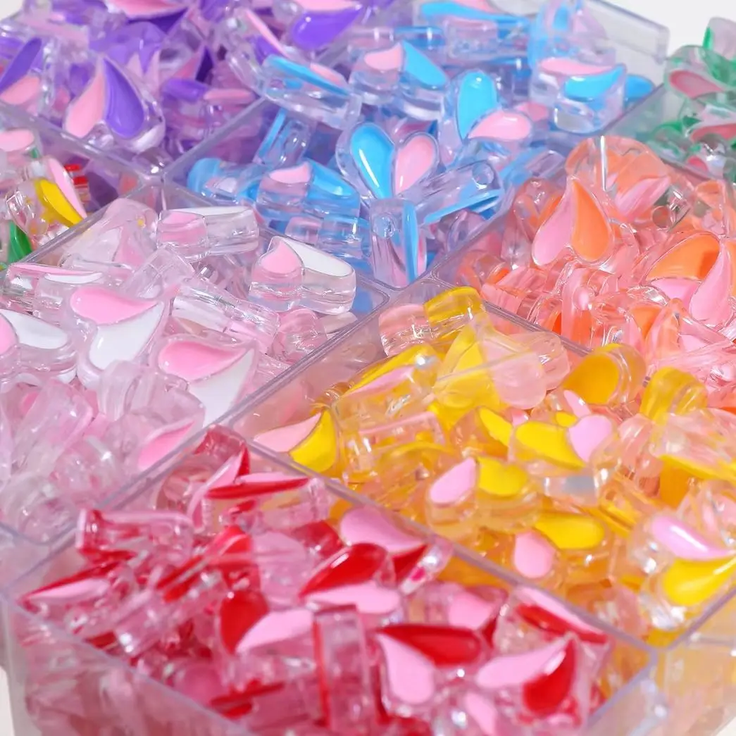18mm 10Pcs Transparent Two Tone Through Hole Heart Shaped Acrylic Beads for Jewelry Making DIY Bracelets Necklace Accessories