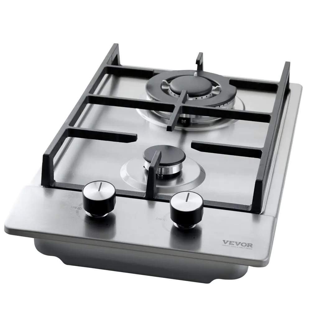 

Gas Cooktop, Built-in Stainless Steel Gas Stove Top, LPG/NG Convertible Dual Fuel Natural Gas Hob with Thermocouple Protection