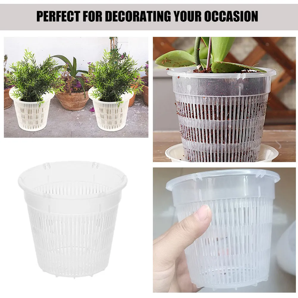 6Pcs Root Control Planting Pots Plastic Breathable Orchid Pots Starter Nursery Flower Planters Indoor Outdoor Gardening