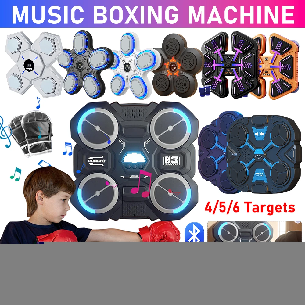 Machine de boxe musicale avec lumière, dispositif d'entraînement de cible murale intelligente, perforateur de boxe musical, entraîneur de boxe de décompression mural