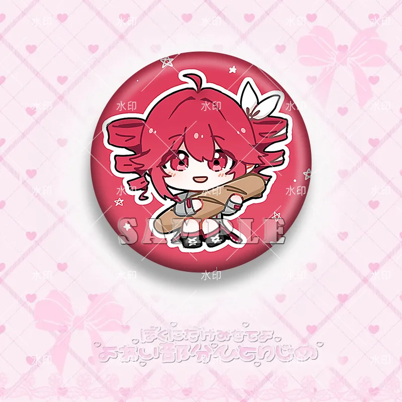 Cute Kasane Teto Peripheral Double Flash Badge Brooch Pins Fan Accessory Decoration Crafts Backpack Jewelry Gift Collection