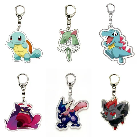 Keychain for Pokemones Greninja Zekrom Torchic Incineroar Anime Game Fan Gifts Recycled Acrylic Backpack Pendant Decoration Rare